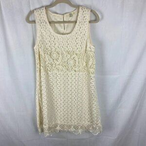 Kori‎ Collection Ivory Crochet Lace OverlayHippie Shift Dress